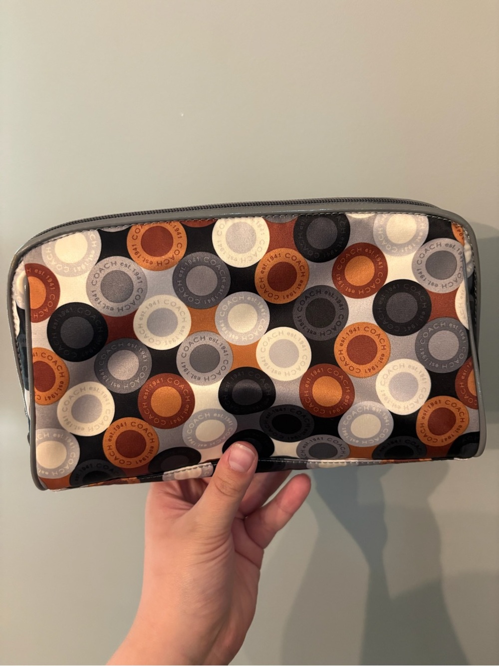 Vintage Coach Multicolour Snaphead Scarf Print Cosmetic Bag